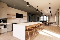 Experience luxury in a modern kitchen and dining area designed for social gatherings and family meals.